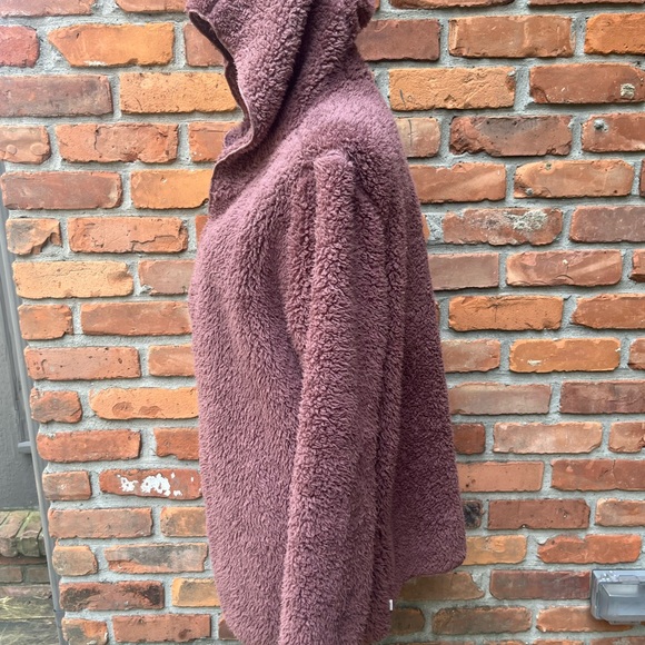 PINK Sherpa Brown Cardigan w/Hoodie Soft and Cozy Size XS/S - Picture 5 of 8